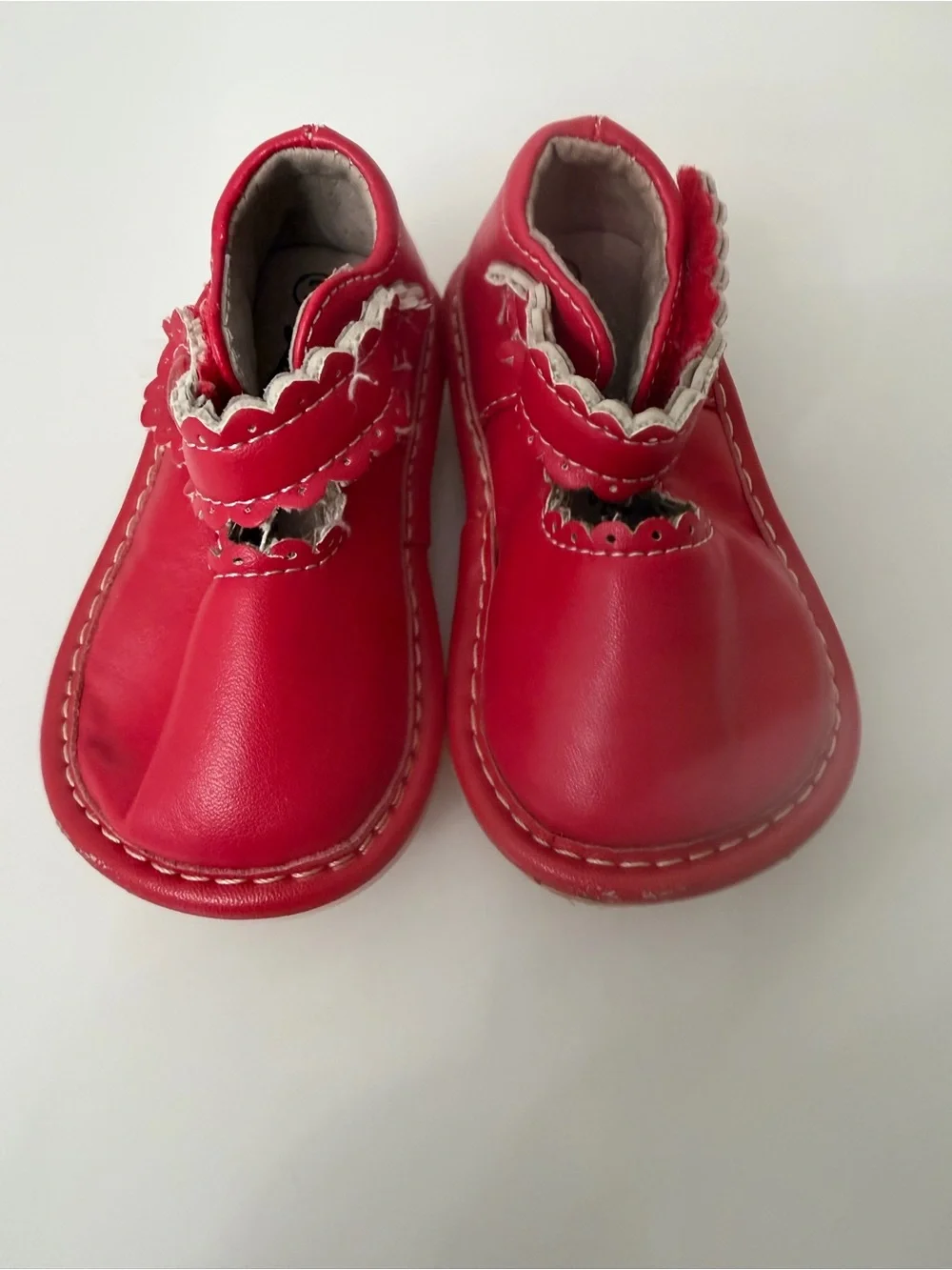 Toddler Red Leather Hook-and-Loop Mary Jane Walkers Size 3